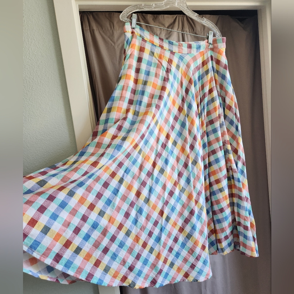 Cotton Plaid Full Skirt